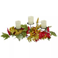 Northlight Искусственный подсолнух с красными листьями, 3-подсвечник, декор для стола