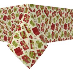 Прямоугольная скатерть, 100 % хлопок, 52x84 дюйма, рождественские подарочные коробки в стиле ретро Fabric Textile Products
