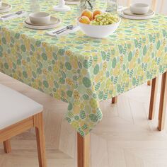 Прямоугольная скатерть, 100% полиэстер, 60x104 дюйма, пасхальные яйца зеленого и желтого цвета. Fabric Textile Products
