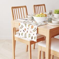 Дорожка для стола, 100 % хлопок, 16x108 дюймов, падающие листья и цветы. Fabric Textile Products