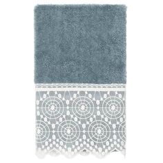 Linum Домашний текстиль, турецкий хлопок, комплект полотенец Arian из 3 предметов кремового кружева с украшением, голубой