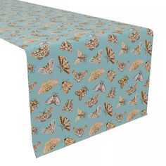 Дорожка для стола, 100% хлопок, 16х108 дюймов, мотыльки на синем фоне Fabric Textile Products