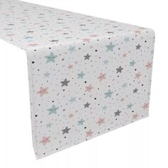 Дорожка для стола, 100 % хлопок, 16x72 дюйма, розовые и синие звезды. Fabric Textile Products