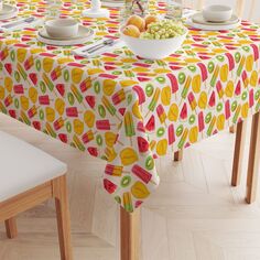 Квадратная скатерть, 100 % полиэстер, 60x60 дюймов Summer Fruit Pops Fabric Textile Products