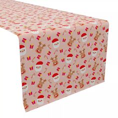 Дорожка для стола, 100 % хлопок, 16x72 дюйма, милый рождественский узор по всей поверхности Fabric Textile Products
