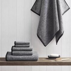 Набор банных полотенец Woolrich Marle из хлопка Добби, окрашенный в пряже, из 6 предметов, серый