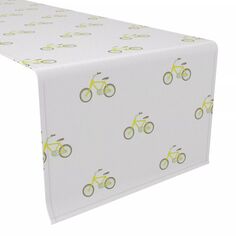 Настольная дорожка, 100 % хлопок, 16x108 дюймов, желтые городские велосипеды Fabric Textile Products