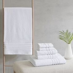 Набор экологически чистых антимикробных банных полотенец из 6 предметов Clean Spaces, белый