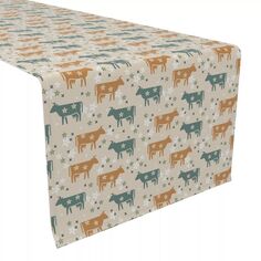 Дорожка для стола, 100 % хлопок, 16x72 дюйма, крупный рогатый скот с цветами Fabric Textile Products