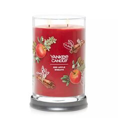 Янки Свеча 20 унций. Фирменная большая банка для свечи Red Apple Wreath Wreath Yankee Candle