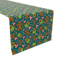 Дорожка для стола, 100 % хлопок, 16x72 дюйма, рождественское печенье и леденцы. Fabric Textile Products