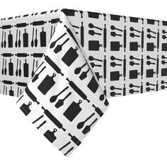 Прямоугольная скатерть, 100% хлопок, 52х84 дюйма Kitchen Icons Black Fabric Textile Products