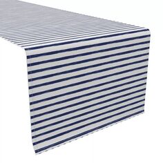 Скатерть-дорожка, 100 % хлопок, 16x72 дюйма, темно-синяя кисть Stroke Stripe. Fabric Textile Products