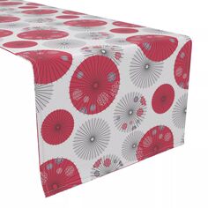 Настольная дорожка, 100 % хлопок, 16x108 дюймов, красный японский зонтик. Fabric Textile Products