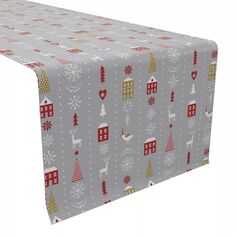 Дорожка для стола, 100 % хлопок, 16x90 дюймов, стилизованный рождественский узор. Fabric Textile Products