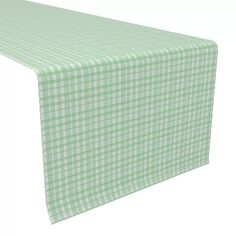 Настольная дорожка, 100 % полиэстер, 12x72 дюйма, винтажная зеленая клетка. Fabric Textile Products