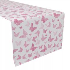 Дорожка для стола, 100 % хлопок, 16x108 дюймов, акварельные розовые бабочки. Fabric Textile Products
