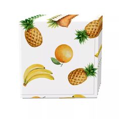 Набор салфеток, 100% полиэстер, набор из 4 шт., 18х18 дюймов, бананы, ананасы и апельсины Fabric Textile Products