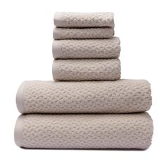 Классические турецкие полотенца из натурального хлопка с мягкой впитывающей способностью, жаккардовый жаккард Lucia Minelli, набор из 6 предметов: 2 банных полотенца, 2 полотенца для рук, 2 мочалки, белый Classic Turkish Towels