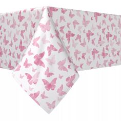 Квадратная скатерть, 100 % хлопок, 52x52 дюйма, акварельные розовые бабочки. Fabric Textile Products