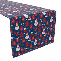 Дорожка для стола, 100 % хлопок, 16x72 дюйма, красные рождественские символы. Fabric Textile Products