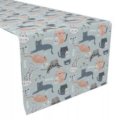 Дорожка для стола, 100 % хлопок, 16x72 дюйма, фон с изображением кошек. Fabric Textile Products