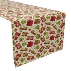 Настольная дорожка, 100 % хлопок, рождественские подарочные коробки в стиле ретро, ​​16x108 дюймов. Fabric Textile Products