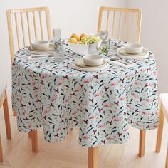 Круглая скатерть, 100% полиэстер, круглая 90 дюймов, Jungle Birds Fabric Textile Products