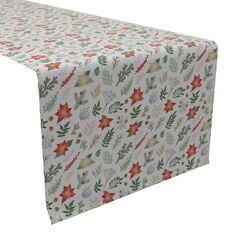 Дорожка для стола, 100 % хлопок, 16x108 дюймов, рождественские растения и цветы Fabric Textile Products