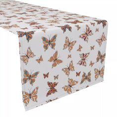 Дорожка для стола, 100 % хлопок, 16x90 дюймов, бабочки с винтажным узором. Fabric Textile Products