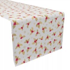 Настольная дорожка, 100 % хлопок, 16x90 дюймов, листья Golden Holly Berry. Fabric Textile Products