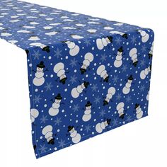 Дорожка для стола, 100 % хлопок, 16х72 дюйма, снеговики на синем фоне. Fabric Textile Products