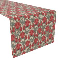 Дорожка для стола, 100 % хлопок, 16x108 дюймов, алые красные цветы. Fabric Textile Products