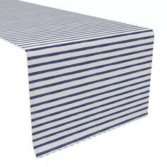 Скатерть-дорожка, 100 % полиэстер, 14x108 дюймов, темно-синяя кисть Stroke Stripe. Fabric Textile Products