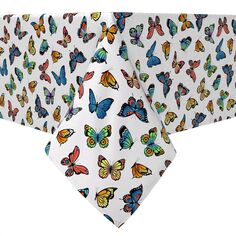 Прямоугольная скатерть, 100 % хлопок, 60x84 дюйма, бабочки ярких цветов. Fabric Textile Products