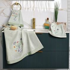 Linum Home Textiles Турецкий хлопок Stella Набор из 2 украшенных полотенец для рук, белый