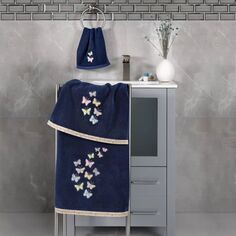 Linum Текстиль для дома Турецкий хлопок Mariposa Набор из 3 украшенных полотенец, бежевый