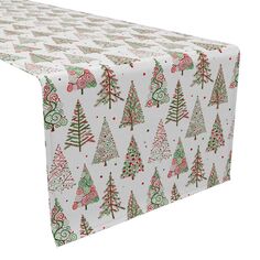 Дорожка для стола, 100 % хлопок, 16x108 дюймов, узоры в виде красной и зеленой рождественской елки. Fabric Textile Products