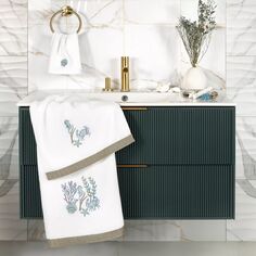 Linum Home Textiles Турецкий хлопок Aaron Набор из 3 украшенных полотенец, серый