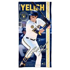 WinCraft Christian Yelich Milwaukee Brewers Пляжное полотенце Spectra Player 30 x 60 дюймов Unbranded