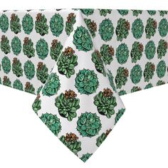 Прямоугольная скатерть, 100 % хлопок, 60x84 дюйма, зеленый сочный цветочный узор. Fabric Textile Products