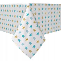 Квадратная скатерть, 100% хлопок, 60x60 дюймов, золотисто-синие звезды Fabric Textile Products