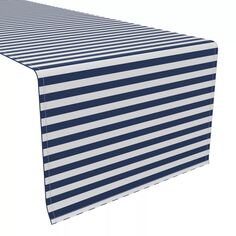 Скатерть-дорожка, 100% полиэстер, 12x72 дюйма, в мелкую полоску, темно-синяя. Fabric Textile Products