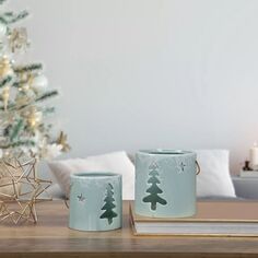 3,75-дюймовый подсвечник для чайной свечи с вырезом в виде зеленой рождественской елки Christmas Central