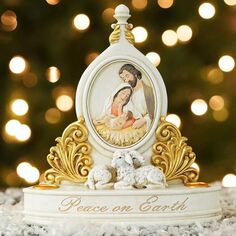 Бело-золотой рождественский подсвечник Holy Family «Мир на Земле» высотой 8,5 дюйма Roman