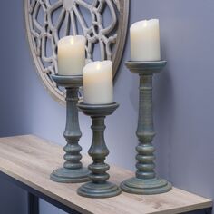 Элементы резной столб подсвечник декор стола набор из 3 предметов, голубой Elements