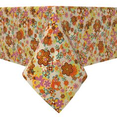 Прямоугольная скатерть, 100% хлопок, летний стиль с цветочным принтом в стиле ретро Fabric Textile Products