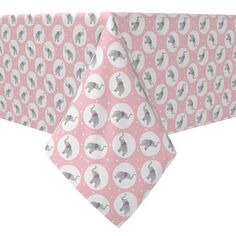 Прямоугольная скатерть, 100% хлопок, розовый слон в горошек Fabric Textile Products