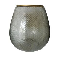15,75-дюймовый подсвечник из серого стекла с крестообразным вырезом и золотой оправой A&B Home