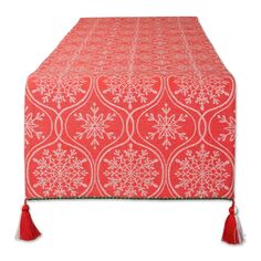 Жаккардовая коллекция «Красные и белые радостные снежинки» 14 x 72 дюйма Элегантная и классическая дорожка для стола Contemporary Home Living